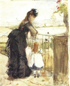 Berthe Morisot Painting - On the Balcony Berthe Morisot